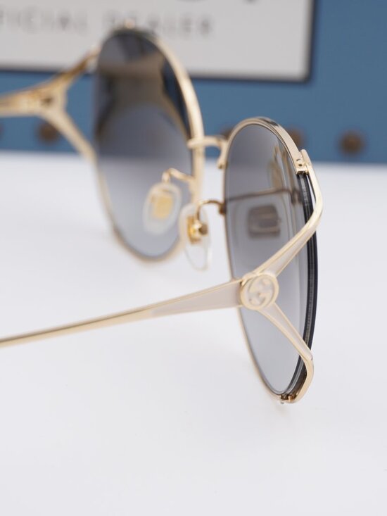 Gucci GG0650SK 002 Round Sunglasses - Gold / Grey main image 4